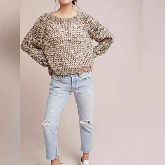 Anthropologie Moth Wool Mohair Hill Walk Knit Sweater Women L Purple Artsy Retro - Picture 2 of 11